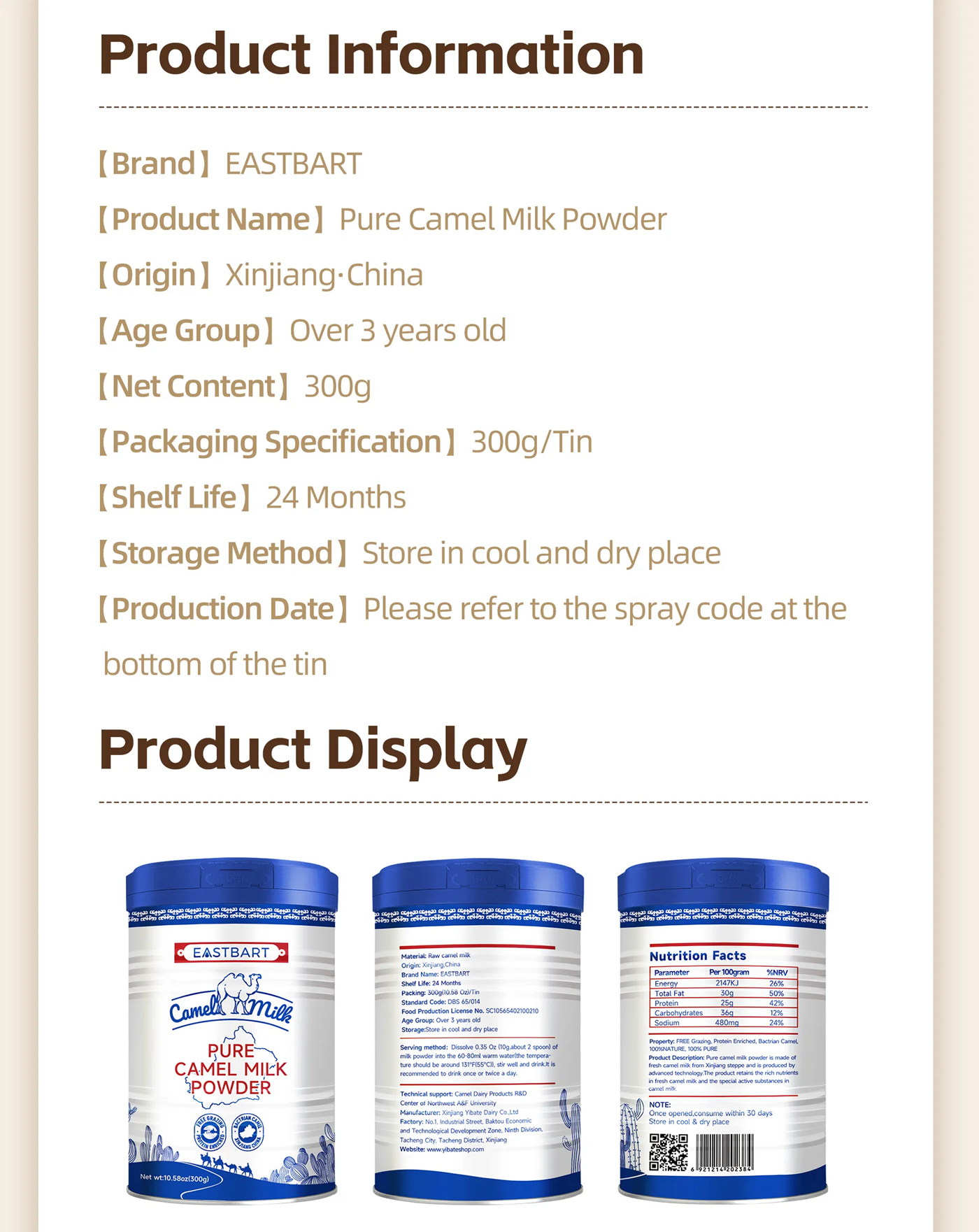 100% Pure Camel Milk Powder